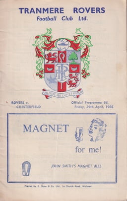 Tranmere Rovers v Chesterfield Match Programme 1966-04-29